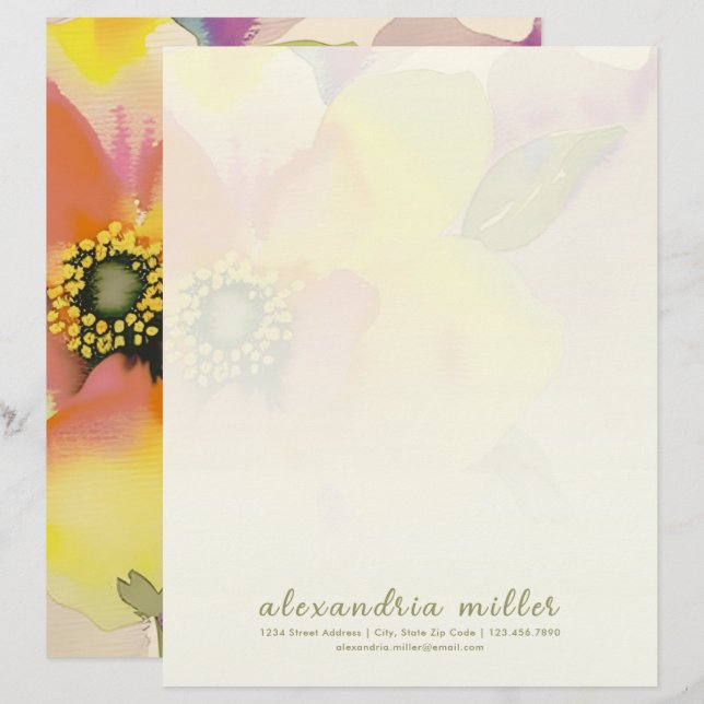 Papel Timbrado Leitura Floral Letterhead Sutil (Frente/Verso)