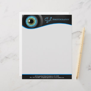 Papel Timbrado Lente Letterhead Da Câmera Azul De Fotografia