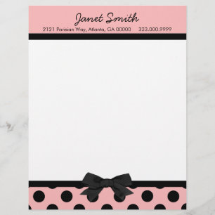Papel Timbrado Letra-cabeça de negócios rosa e preto fascináve