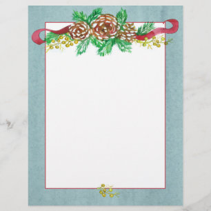 Papel Timbrado Letra de Natal Pine Cones Berries