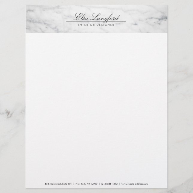 Papel Timbrado Letra do moderno White Marble Designer (Frente)
