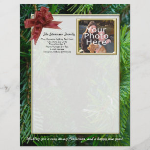 Papel Timbrado Letra do Natal da família, cabeçalho da foto