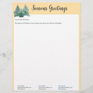Papel Timbrado Letra e Fotos da Árvore de Natal Amarela Manteiga