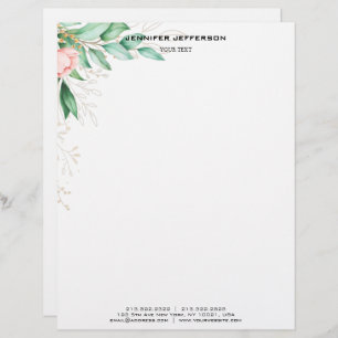 Papel Timbrado Letra Floral Moderna Elegante