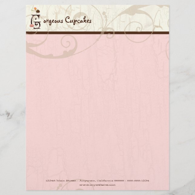 Papel Timbrado Letra G Cupcake Business Letterhead (Frente)