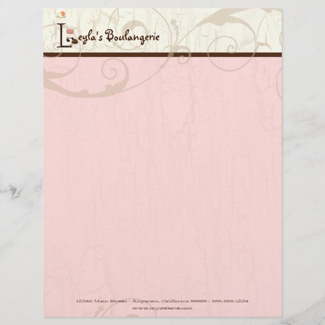 Papel Timbrado Letra L Cupcake Business Letterhead (Frente)