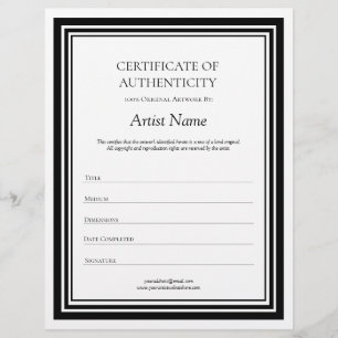 Papel Timbrado Letra negra e branca Certificado de autenticidade