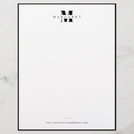 Papel Timbrado Letra Negra Sólida Bold Monograma Simples