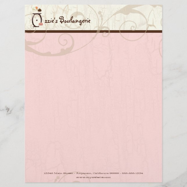 Papel Timbrado Letra O Cupcake Business Letterhead (Frente)