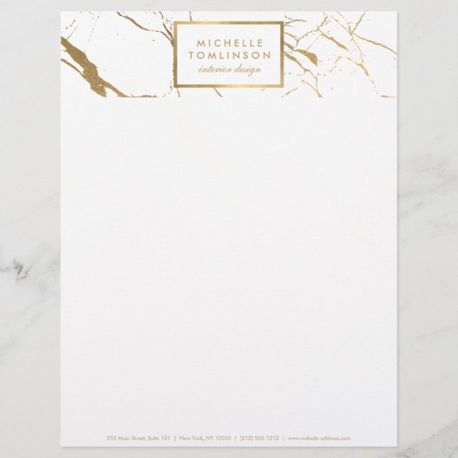 Papel Timbrado Letreiro branco e Dourado do Marble Designer (Frente)
