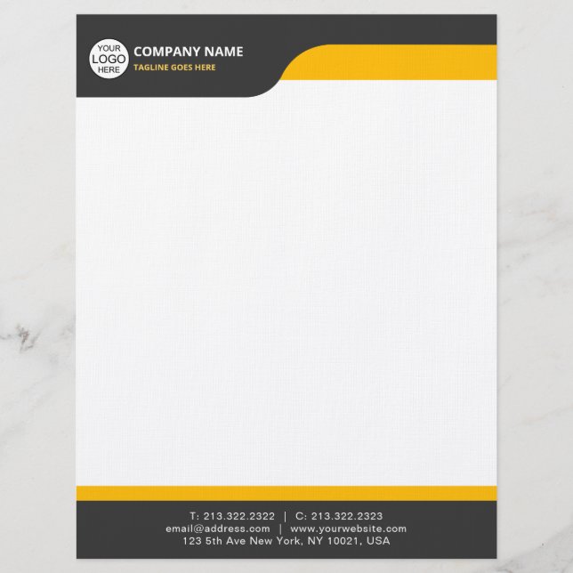 Papel Timbrado Letreiro Clássico Moderno com Amarelo Negra (Frente)