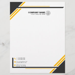 Papel Timbrado Letreiro Geométrico Moderno Preto e Amarelo