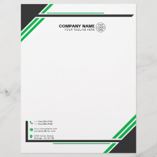 Papel Timbrado Letreiro Geométrico Verde e Preto Moderno