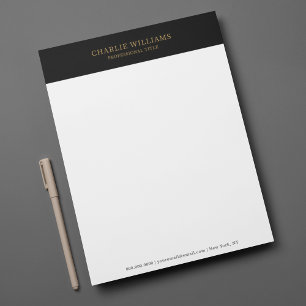 Papel Timbrado Letreiro Personalizado Elegante Dourado preto