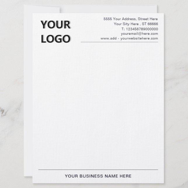 Papel Timbrado Letterhead com informações de nome comercial perso (Frente)