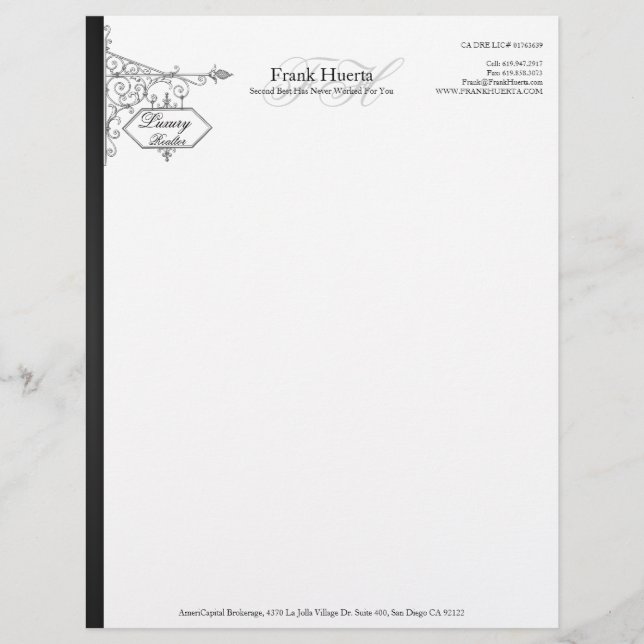 Papel Timbrado Letterhead Comercial do Realator Personalizado V1 (Frente)