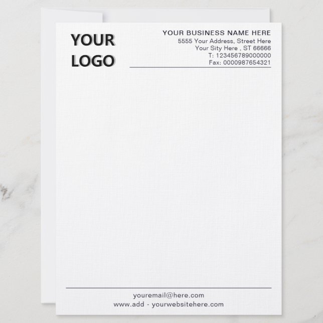 Papel Timbrado Letterhead de escritório personalizado com logotip (Frente)