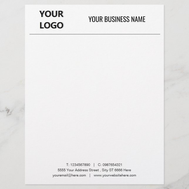 Papel Timbrado Letterhead de escritório personalizado com logotip (Frente)