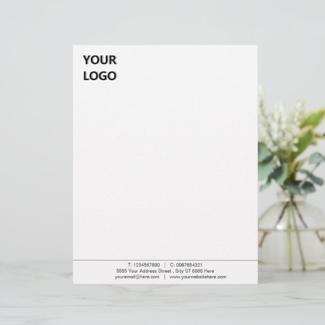 Papel Timbrado Letterhead de escritório personalizado com logotip (Em pé/Frente)