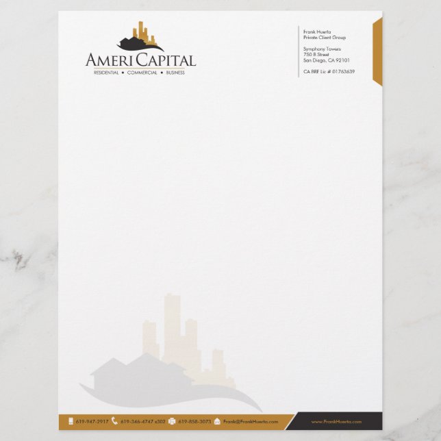 Papel Timbrado Letterhead de Imóveis PERSONALIZADA V1 (Frente)