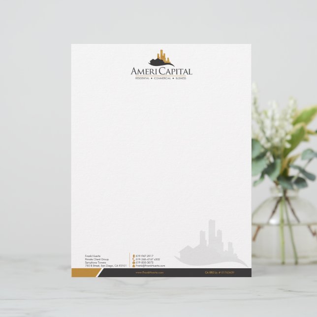 Papel Timbrado Letterhead de Imóveis PERSONALIZADA V2 (Em pé/Frente)