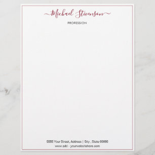 Papel Timbrado Letterhead de Informações de Nome Personalizado Si