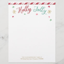 Papel Timbrado Letterhead de Natal Holly Jolly Personalizada