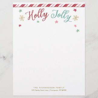 Papel Timbrado Letterhead de Natal Holly Jolly Personalizada