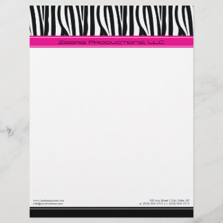 Papel Timbrado Letterhead do Designer Personalizado Zany Zebra Ro