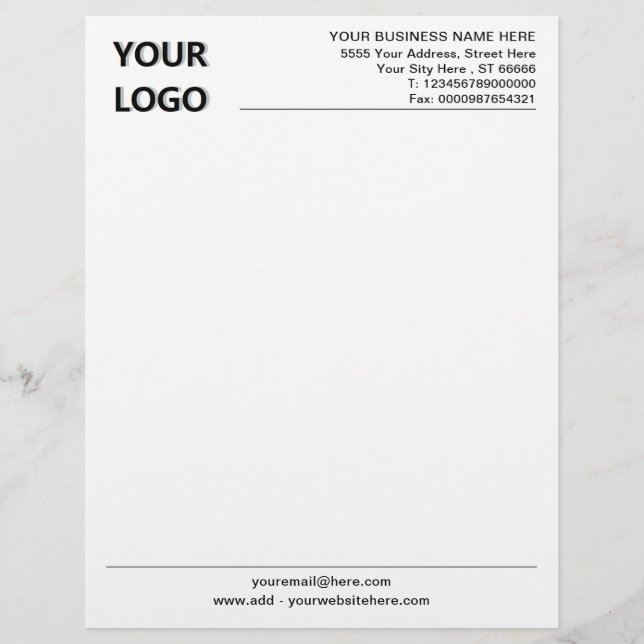 Papel Timbrado Letterhead do escritório personalizado com seu log (Frente)