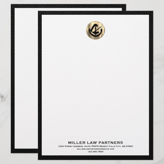 Papel Timbrado Letterhead elegante com logotipo Dourado para as e (Frente/Verso)