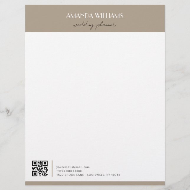 Papel Timbrado Letterhead Personalizada do Código QR Profissional (Frente)