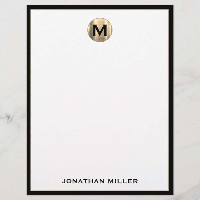 Papel Timbrado Letterhead personalizada do monograma de luxo com  (Frente)