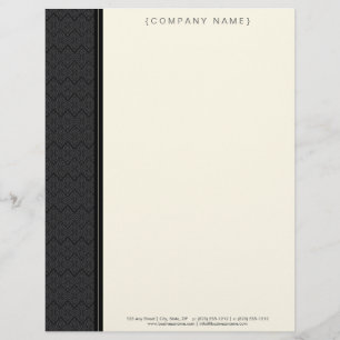 Papel Timbrado Letterhead Personalizada para Vintage Damask Black