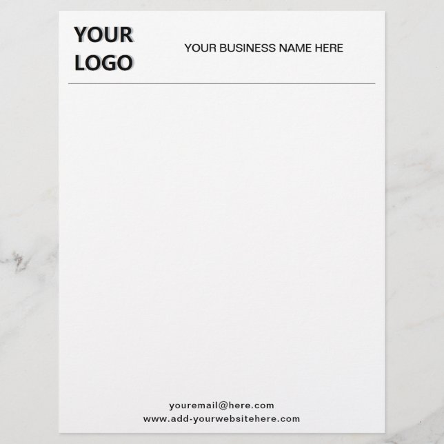 Papel Timbrado Letterhead personalizado com logotipo, nome e-mail (Frente)