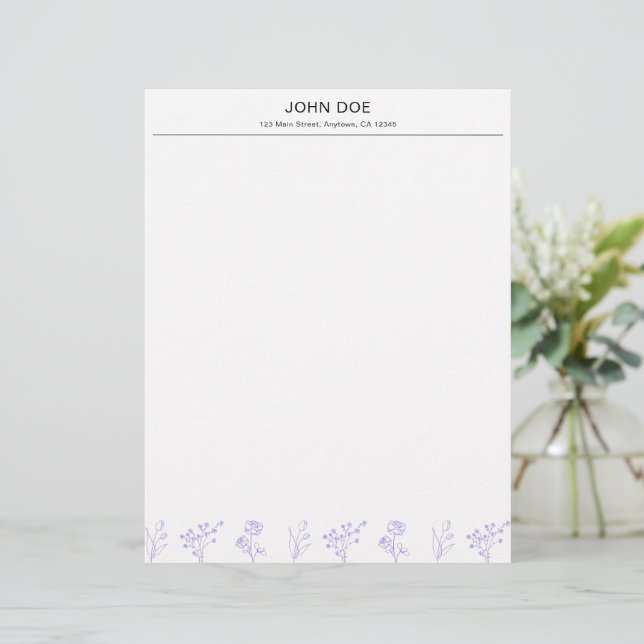 Papel Timbrado Letterhead Personalizado com Nome e Endereço (Em pé/Frente)