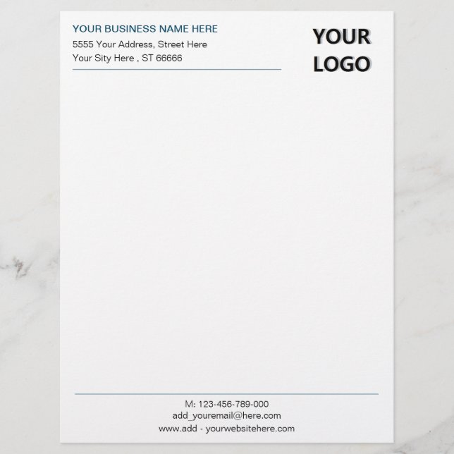 Papel Timbrado Letterhead personalizado com suas informações de t (Frente)