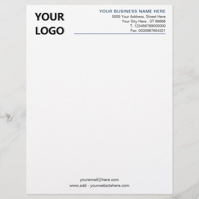 Papel Timbrado Letterhead personalizado para empresa com logotipo (Frente)