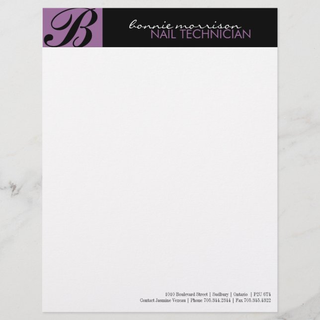 Papel Timbrado Letterhead Técnico de Unhas (Frente)