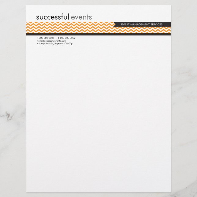 Papel Timbrado LETTERHEAD trendy bold chevron stripe laranja (Frente)