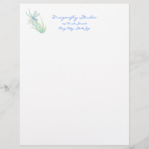 Papel Timbrado Libélula feita sob encomenda da aguarela no azul