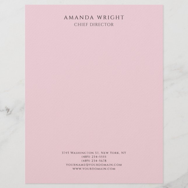 Papel Timbrado Light Pink Plain Attractive Stylish Business (Frente)