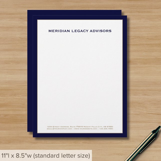 Papel Timbrado Limite Azul do Marinho do escritório profissional (Criador carregado)
