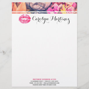 Papel Timbrado Lipstick Distributor Marketing Floral Kiss Lips