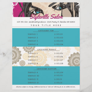Papel Timbrado Lista de preços do artista de maquilhagem de bele