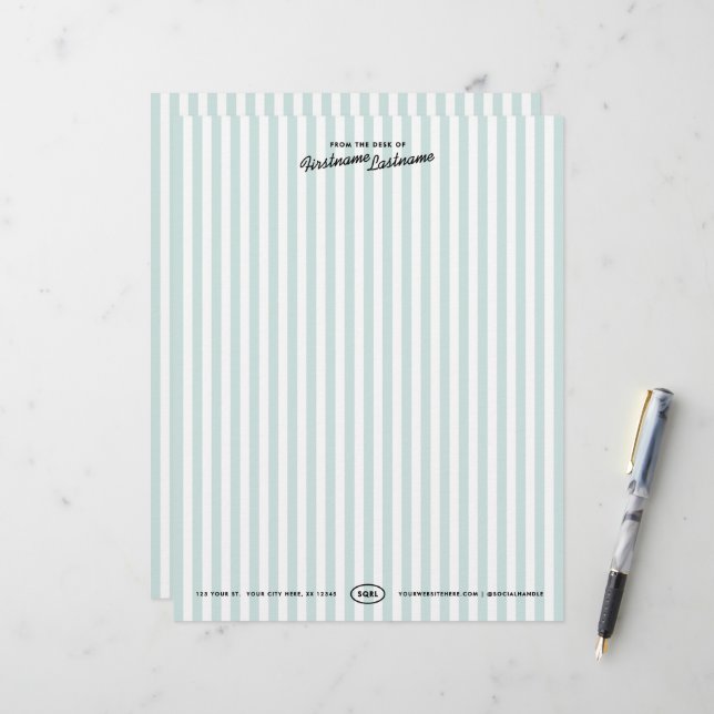 Papel Timbrado Listrado de Resort da Califórnia (Frente/Verso In Situ)