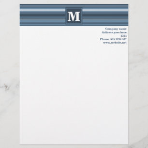 Papel Timbrado Listras cinzento-azuis do monograma