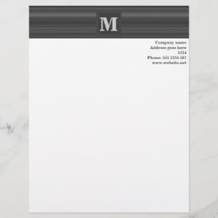 Papel Timbrado Listras do carvão vegetal do monograma