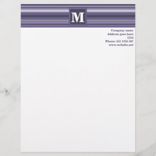 Papel Timbrado Listras do roxo da urze do monograma