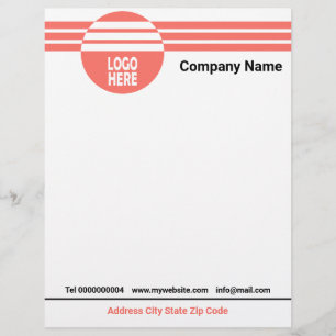 Papel Timbrado Listras geométricas de coral com logotipo e código